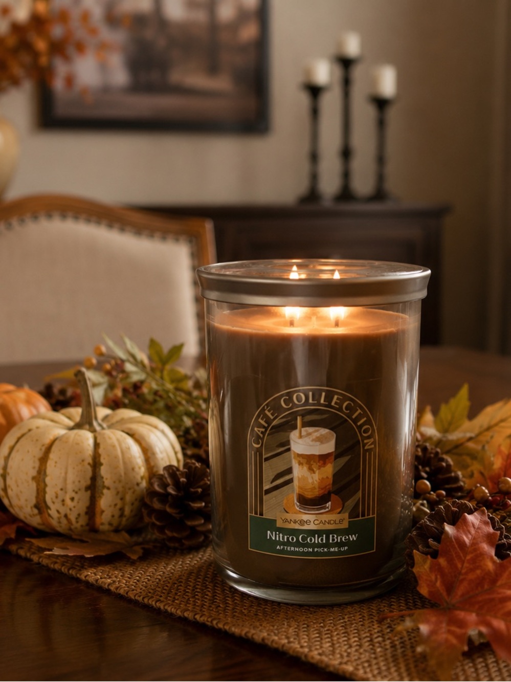 Yankee Candle Nitro Cold Brew Café Collection Candle - Brown with Silver Lid